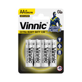 Vinnic Zinc Chloride Battery Super Heavy Duty AA SUM3 / R6 (1.5V) - 4Count
